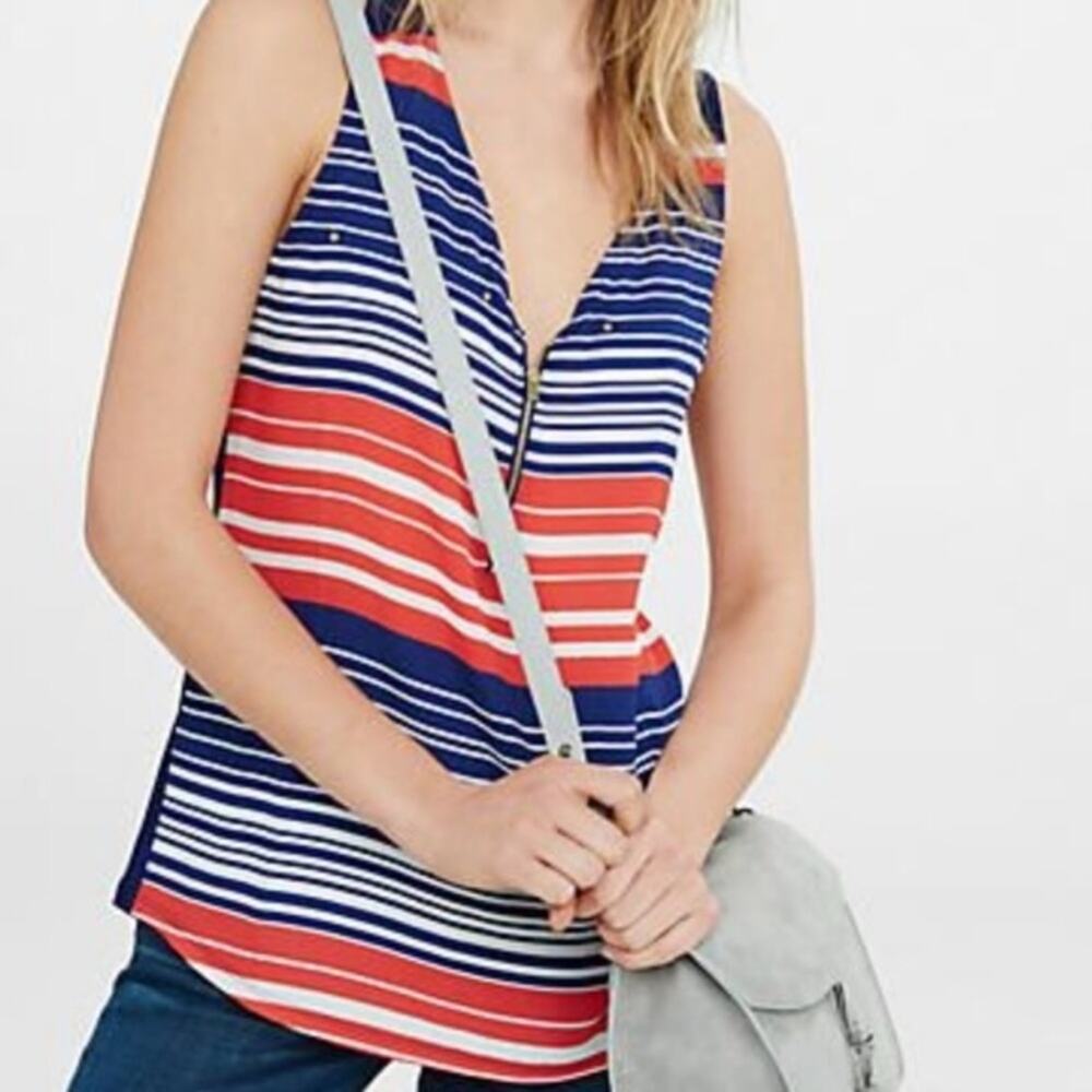 Express Red, White, and Blue Striped Tank Top Size Small